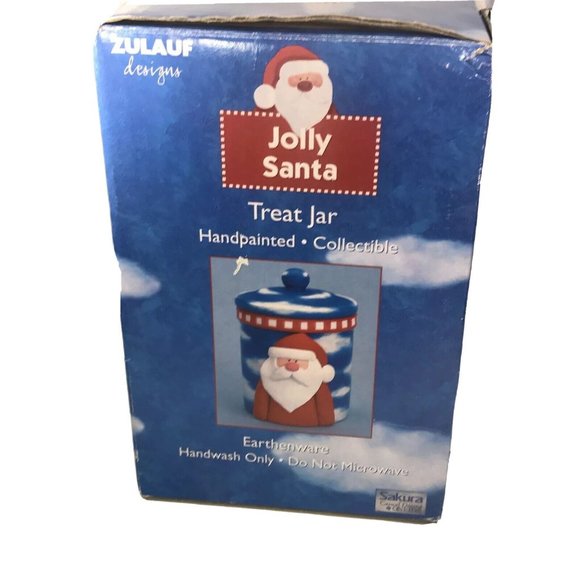 Sakura Oneida Earthenware Zulauf Design Jolly Santa Christmas Cookie Treat Jar - Picture 11 of 12